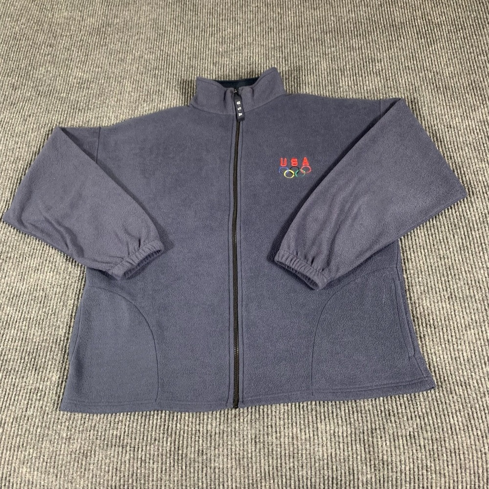 Olympics Jacket Men's Extra‎ Large Blue Quarter Zip Fleece Pullover Embroidered